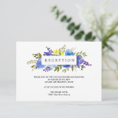 黄色い青い花結婚式のレセプションエンクロージャ エンクロージャーカード (スタンド正面)