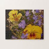 黄色い青と白の花がたくさん ジグソーパズル (横)