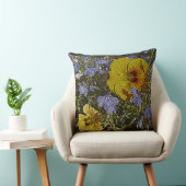 黄色い青と白の花をたくさん持つデザイン クッション (椅子)