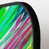 黄色い青のフィンガーペイント ピックルボールラケット (左詳細)