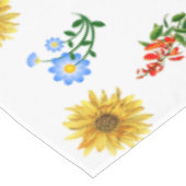 黄色い青のワイルドフラワーフローラオン白 テーブルクロス (アングル)