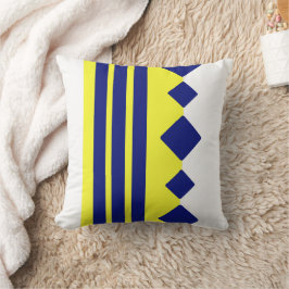 黄色い青の幾何学正方形の線 クッション