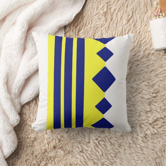 黄色い青の幾何学正方形の線 クッション (ブランケット)