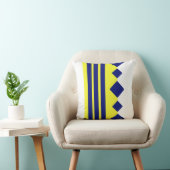 黄色い青の幾何学正方形の線 クッション (椅子)