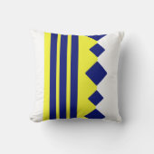 黄色い青の幾何学正方形の線 クッション (正面)