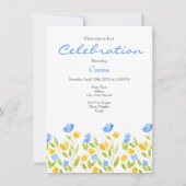 黄色い青の花のフィールド招待状 招待状 (正面)