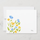 黄色い青の花のフィールド ノートカード (正面)