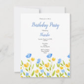黄色い青の花のフィールド 招待状 (正面)