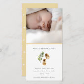 黄色い靴の葉の写真ベビー誕生のお知らせ サンキューカード (正面/裏面)