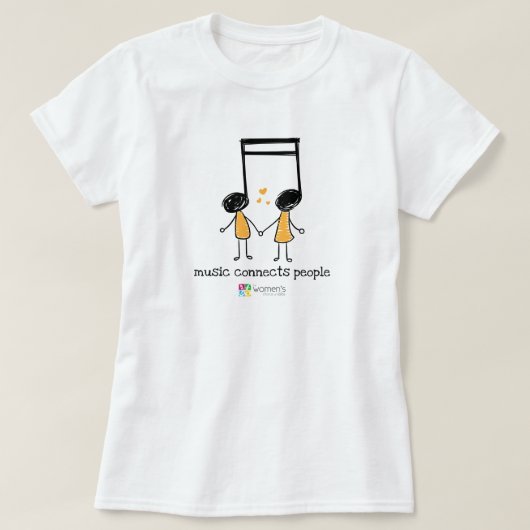黄色い音楽が人を結ぶ Tシャツ (デザイン正面)