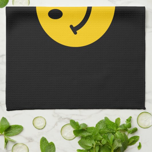 黄色い顔 キッチンタオル (折り畳み)