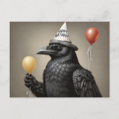 黄色い風船を持ったクロウの幸せな誕生日帽子 ポストカード (正面)