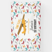 黄色い飛行機キッズ1st誕生日パーティータイムフライ 横断幕 (縦)