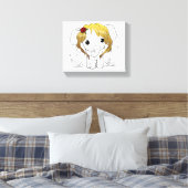 黄色い髪の美しい女性ベビーゾウ キャンバスプリント (インサイチュ (寝室))