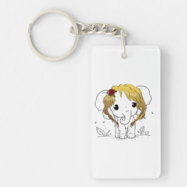 黄色い髪の美しい女性ベビーゾウ キーホルダー
