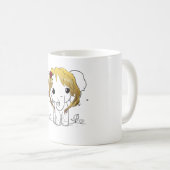 黄色い髪の美しい女性ベビーゾウ コーヒーマグカップ (正面右)