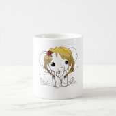 黄色い髪の美しい女性ベビーゾウ コーヒーマグカップ (中央)