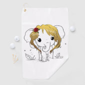 黄色い髪の美しい女性ベビーゾウ ゴルフタオル (インサイチュ)