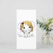 黄色い髪の美しい女性ベビーゾウ サンキューカード (スタンド正面)