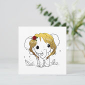 黄色い髪の美しい女性ベビーゾウ サンキューカード (スタンド正面)