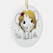 黄色い髪の美しい女性ベビーゾウ セラミックオーナメント (右)