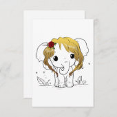 黄色い髪の美しい女性ベビーゾウ ノートカード (正面/裏面)