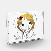 黄色い髪の美しい女性ベビーゾウ フォトブロック (左)