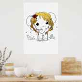 黄色い髪の美しい女性ベビーゾウ ポスター (キッチン)