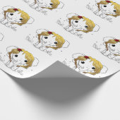 黄色い髪の美しい女性ベビーゾウ ラッピングペーパー (角)