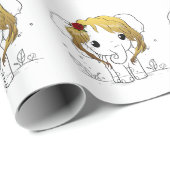 黄色い髪の美しい女性ベビーゾウ ラッピングペーパー (ロールコーナー)