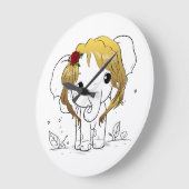 黄色い髪の美しい女性ベビーゾウ ラージ壁時計 (傾斜)