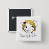 黄色い髪の美しい女性ベビーゾウ 缶バッジ (正面&裏面)