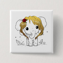 黄色い髪の美しい女性ベビーゾウ 缶バッジ