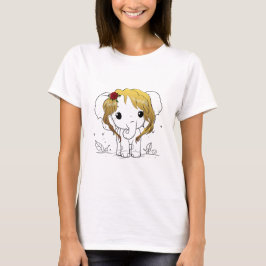 黄色い髪の美しい女性ベビーゾウ Tシャツ