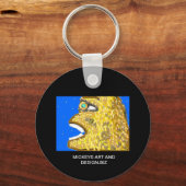 黄色い髪の類人猿の頭のイメージ、大きなスマイル キーホルダー (正面)