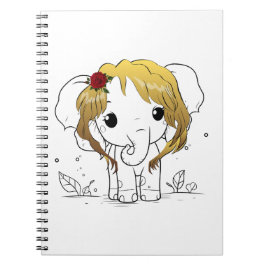 黄色い髪のSpを持つ美しい女性ベビーゾウ ノートブック