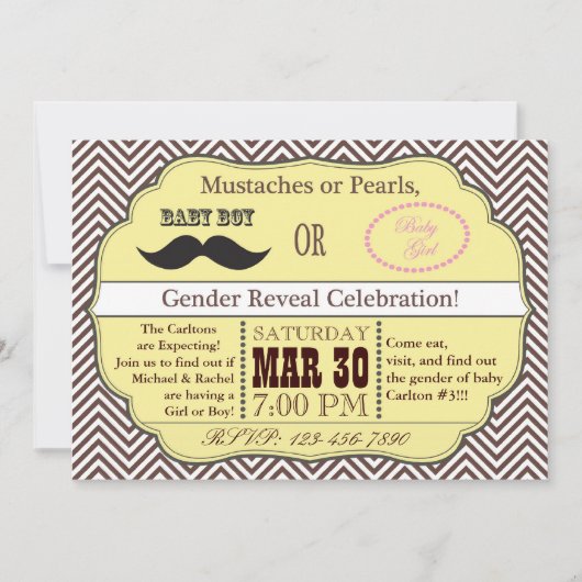 黄色い髭または真珠の性は招待状を明らかにします 招待状 (正面)