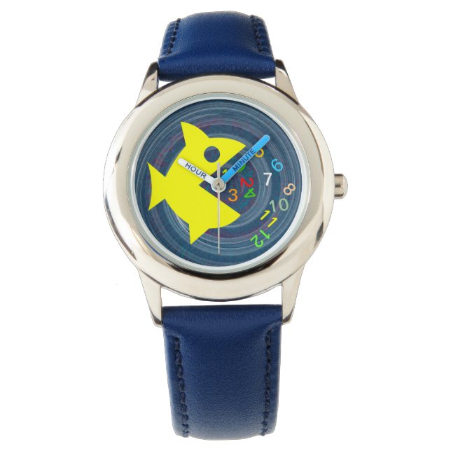 黄色い魚の食べ番号 腕時計 (正面)