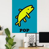 黄色い魚ポップ・アートのアートはっきりした動物漫画のシルエット ポスター (ホームオフィス)