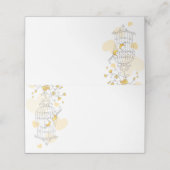 黄色い鳥がケージを開くグラフィックゲスト座席表 プレイスカード (外部開封)