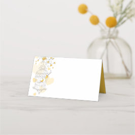 黄色い鳥がケージを開くグラフィックゲスト座席表 プレイスカード