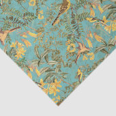 黄色い鳥と花の房がある熱帯のジャングル 薄葉紙 (詳細)