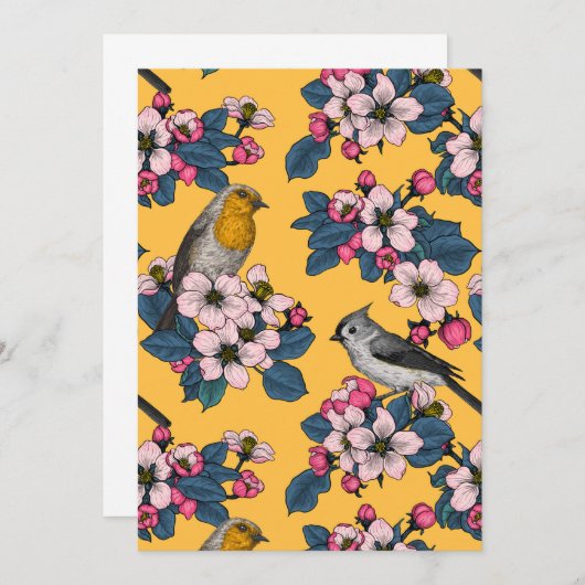 黄色い鳥と花 (正面/裏面)