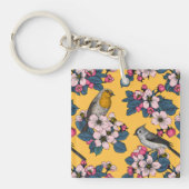 黄色い鳥と花 キーホルダー (正面)