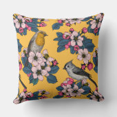 黄色い鳥と花 クッション (裏面)