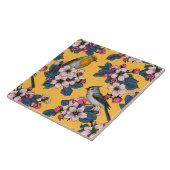 黄色い鳥と花 タイル (側面)