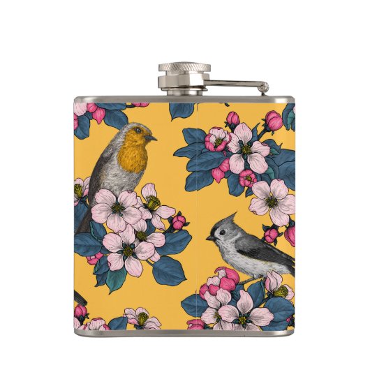 黄色い鳥と花 フラスク (裏面)