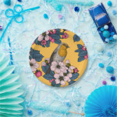 黄色い鳥と花 ペーパープレート (パーティー)