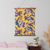 黄色い鳥と花 吊り下げ型タペストリー (寝室)