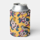 黄色い鳥と花 缶クーラー (缶正面)